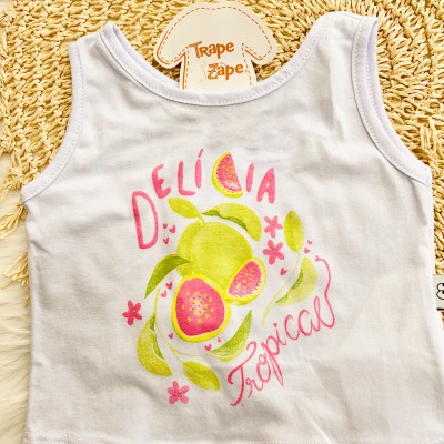 Conj. Regata Delícia Tropical e Short Melancias - Branco